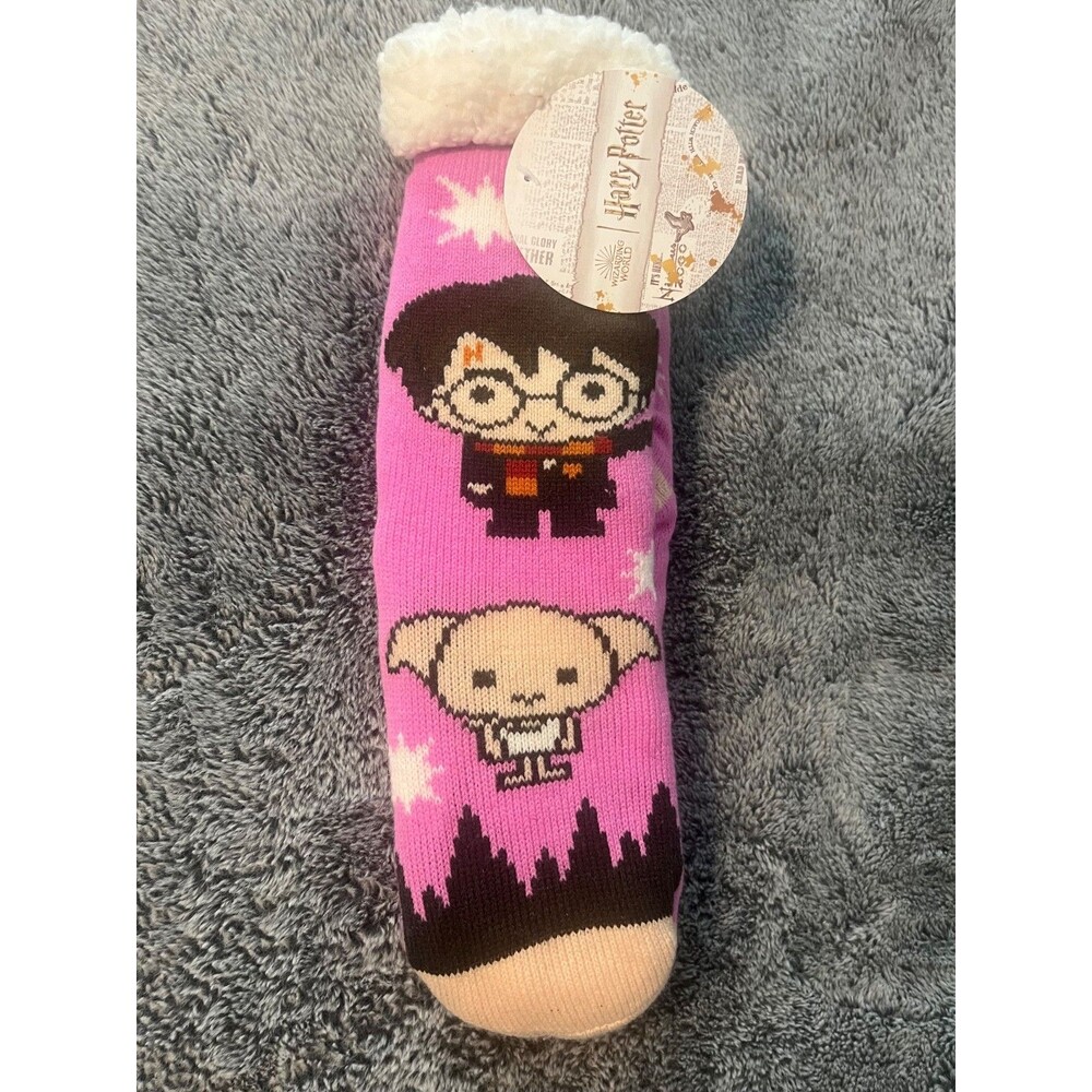 NWT Harry Potter Wizarding World Womens Sherpa Lined Non-Slip Socks OSFM - Pink